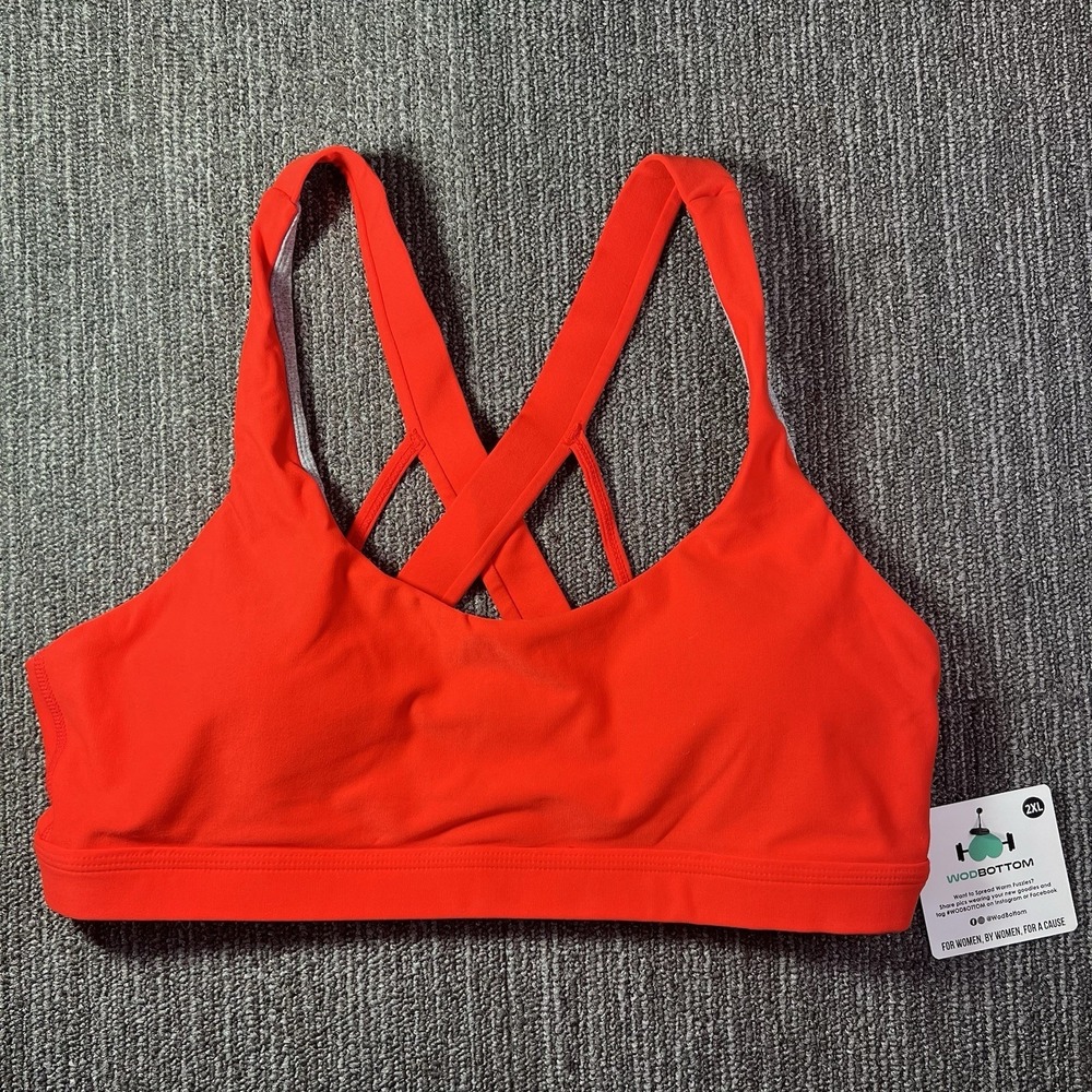 WodBottom Fiery Crimson Criss-Cross‎ Performance Sports Bra Size 2XL New! NWT